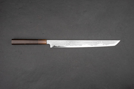 Satoshi Nakagawa x Naohito Myojin Aoichi Damascus Sakimaru Sujihiki 300mm