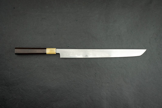 Satoshi Nakagawa x Naohito Myojin Aoichi Damascus Sakimaru Sujihiki 330mm