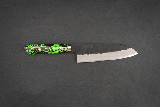 Nigara SG2 Kurouchi Tsuchime Western Santoku 180mm