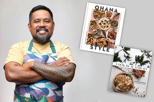Séance de dédicaces avec Sheldon Simeon + les deux livres de cuisine (Cook Real Hawai'i et Ohana Style)