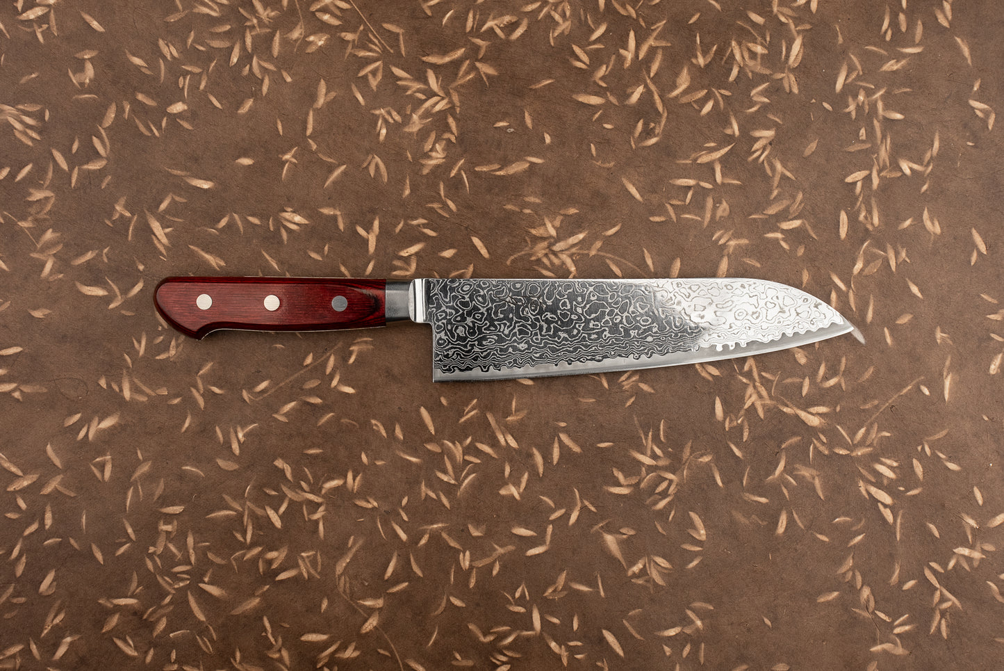 Tsunehisa AUS10 Roku 陸 Damascus Western Santoku 180mm