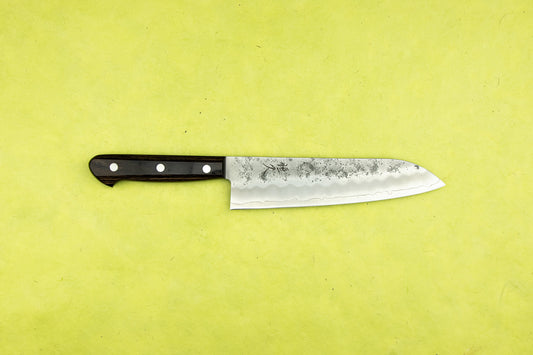 Tsunehisa Ginsan Kyu 玖 Nashiji Western Brown Pakka Santoku 180mm