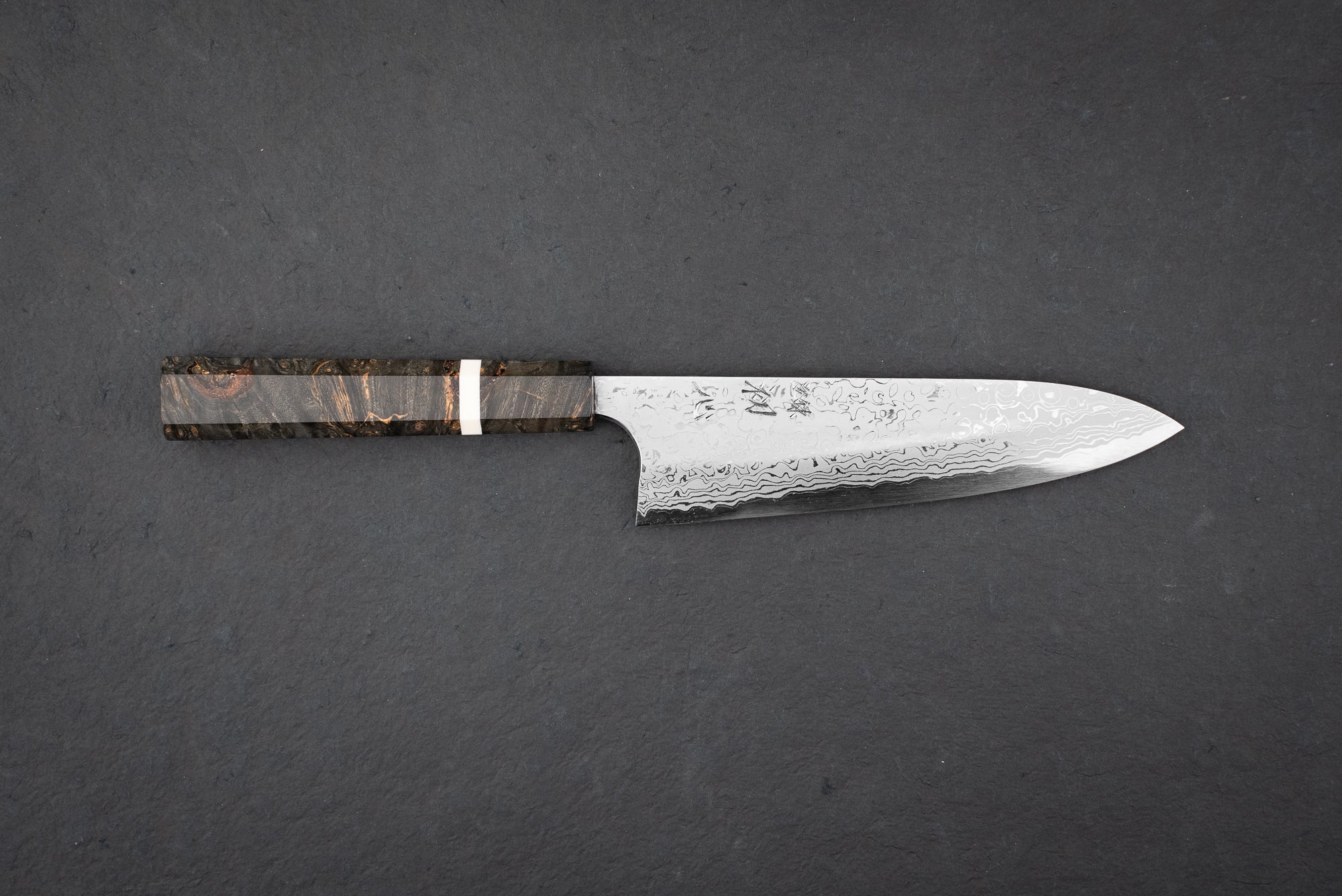 Yoshihiro Yauji Aogami Suminagashi Single Bevel Santoku 165mm from Yauji