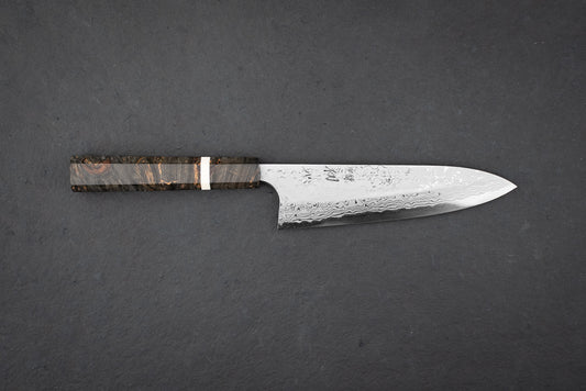 Yoshihiro Yauji Aogami Suminagashi Single Bevel Santoku 165mm