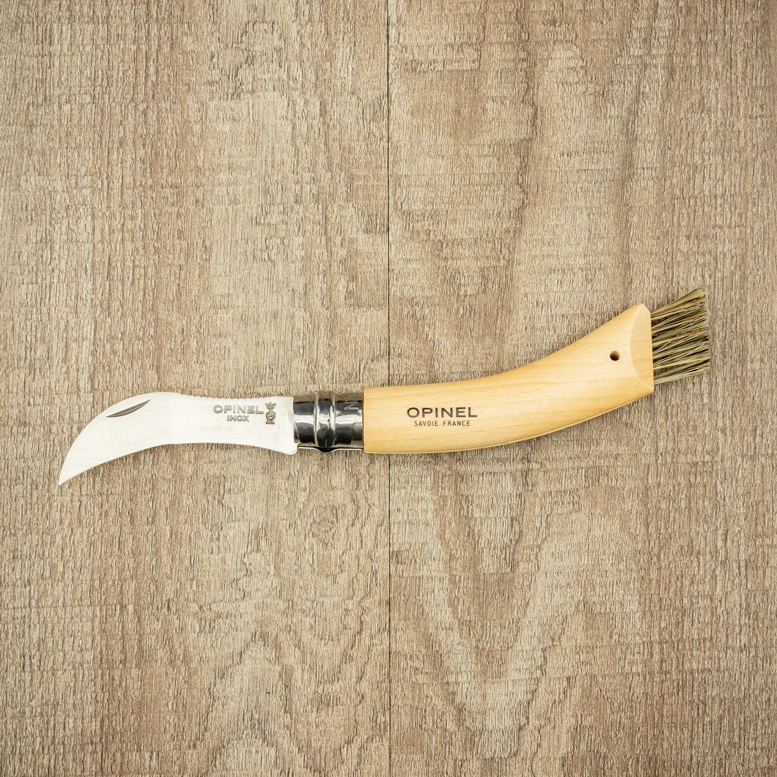 Opinel Inox No.08 Folding Mushroom Hunter's Knife with Brush from Opinel