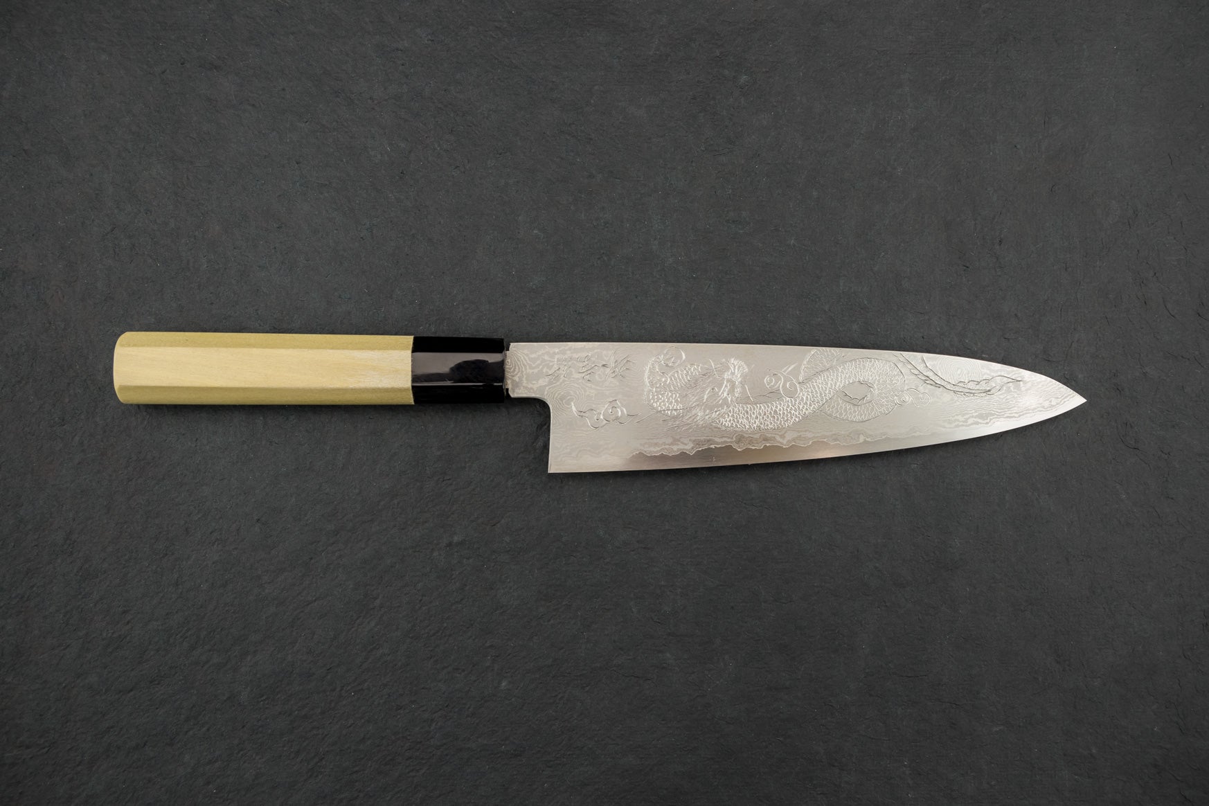Sakai Takayuki Michiko Special Engraved Ginsan Damascus Gyuto 210mm "Dragon" from Sakai Takayuki