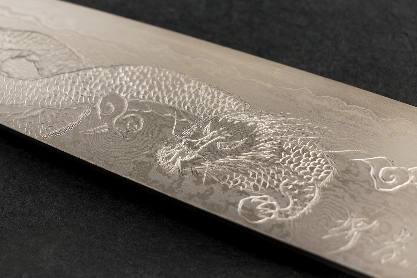 Sakai Takayuki Michiko Special Engraved Ginsan Damascus Gyuto 210mm "Dragon"