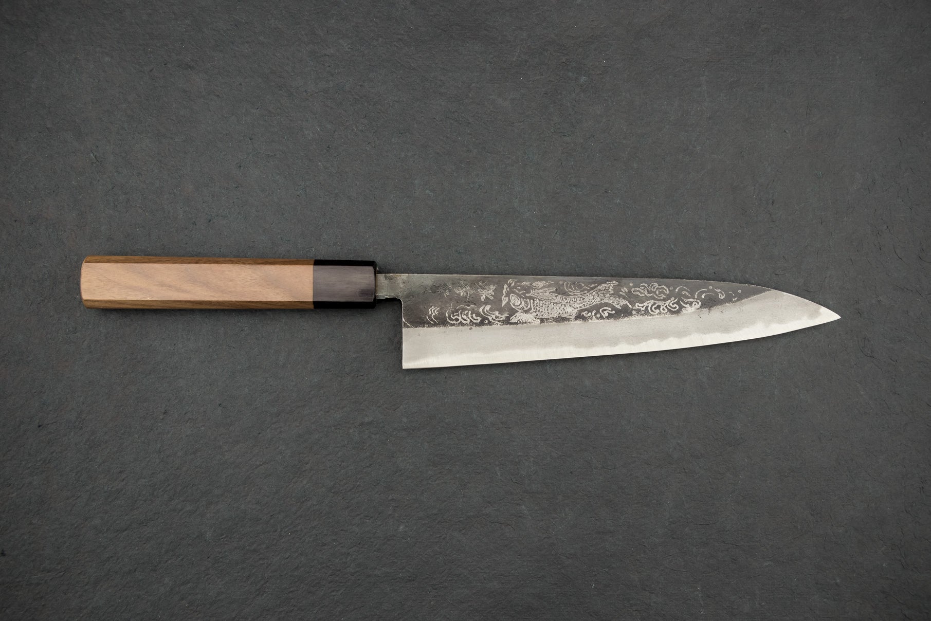 Sakai Takayuki Michiko Special Engraved Aogami Gyuto 210mm "Koi Carp" from Sakai Takayuki