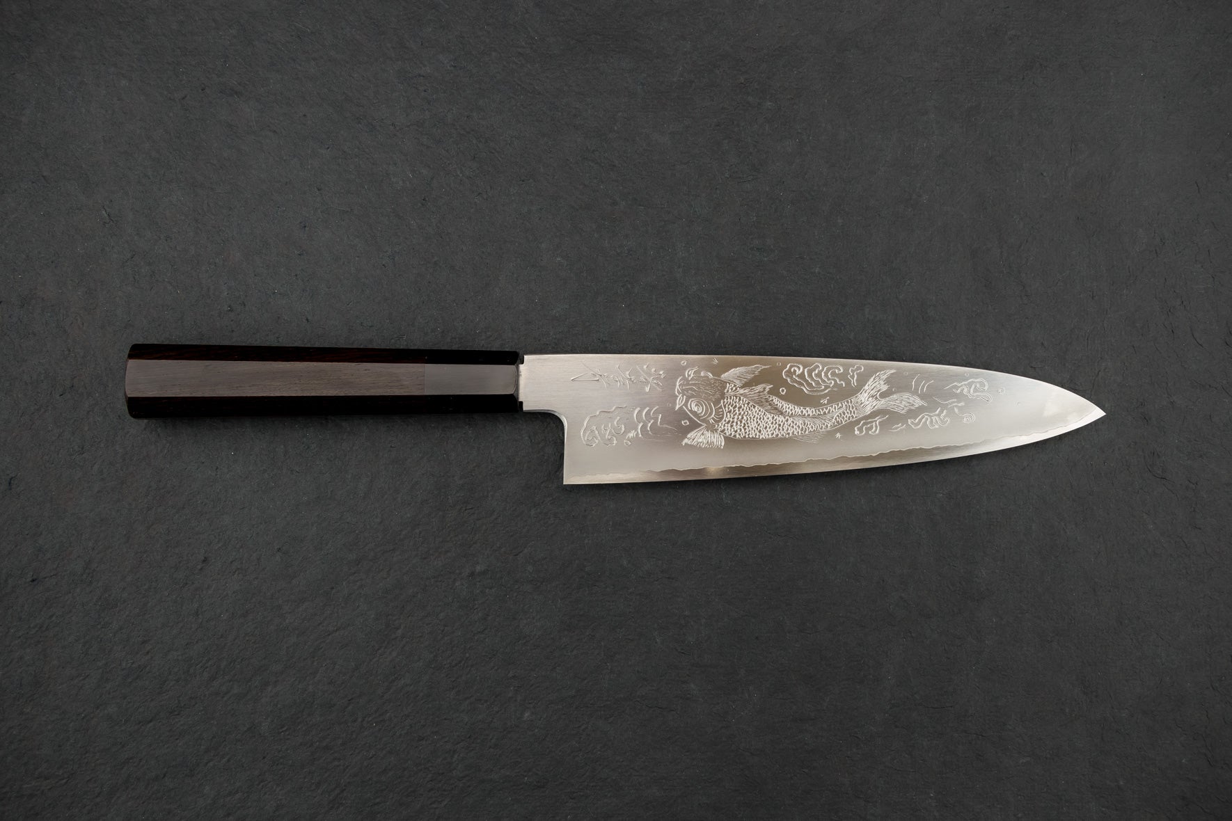 Sakai Takayuki Michiko Special Engraved Ginsan Gyuto 210mm "Koi Carp" from Sakai Takayuki