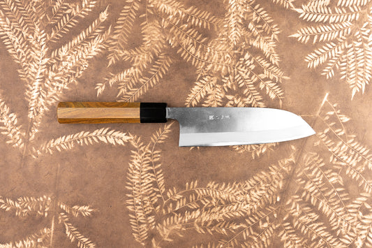 Gihei Aogami Stainless Nashiji Santoku 165mm