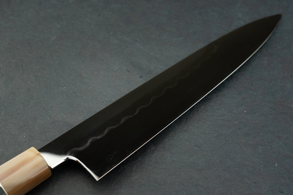 Yoshikazu Ikeda Aogami Super Honyaki Mirror Namiukashi Gyuto 240mm