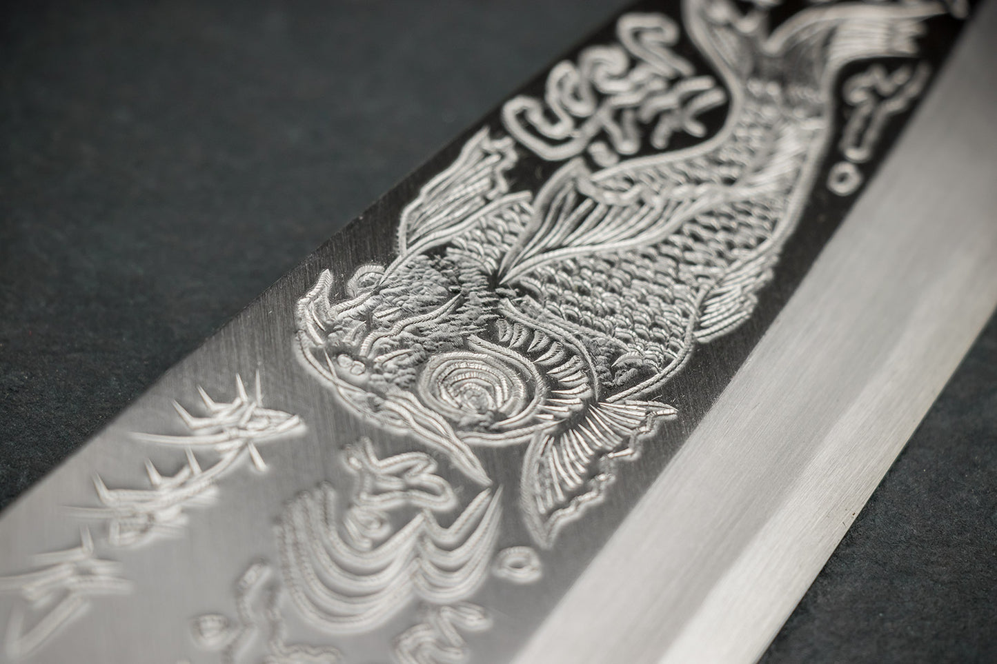 Sakai Takayuki Michiko Kubota Engraved Deba 240mm "Koi Carp"