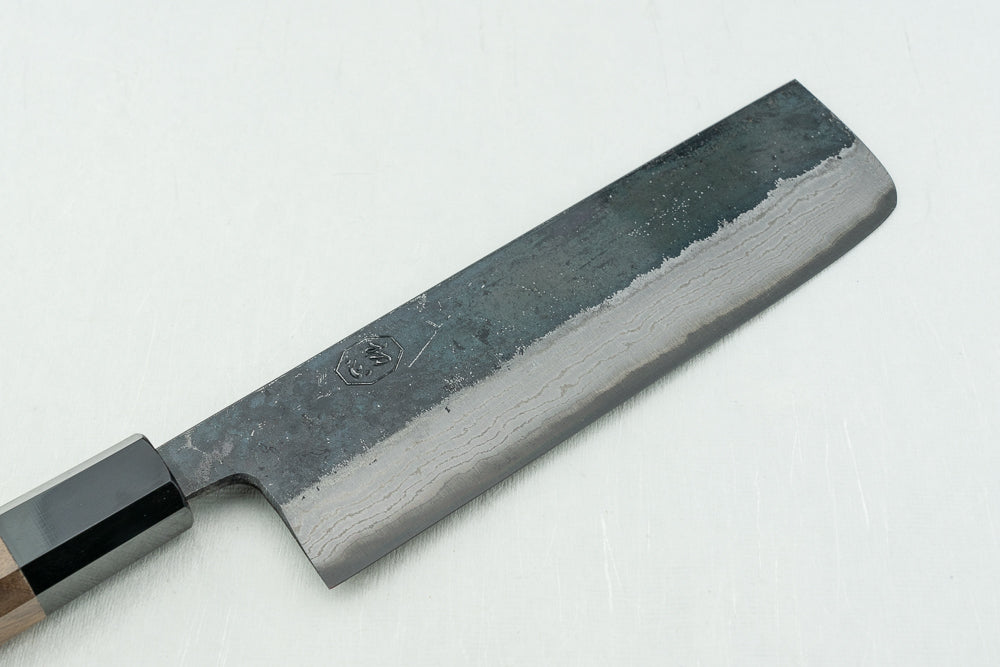 Hatsukokoro Kumokage Aogami Kurouchi Damascus Nakiri 165mm