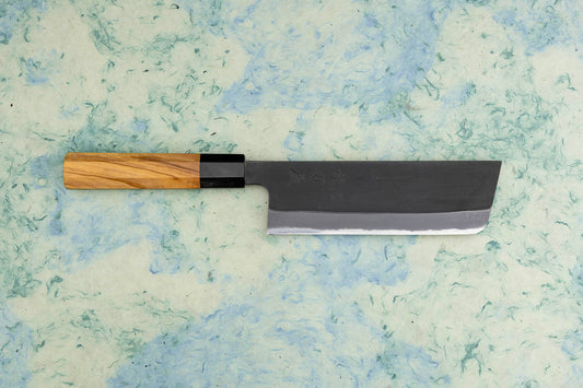 Mutsumi Hinoura "Ajikataya" Shirogami Kurouchi Nakiri 165mm