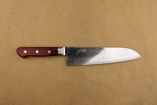 Tsunehisa AUS10 Shichi 漆 Nami Western Santoku 180mm