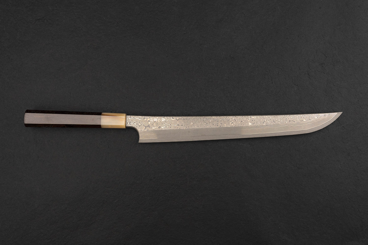 Nigara Ginsan Kurozome Damascus Sakimaru Yanagiba 300mm