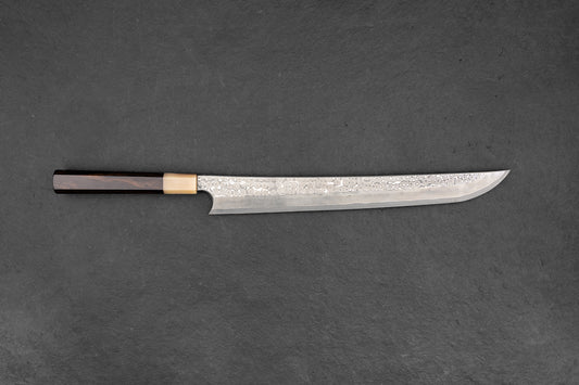 Nigara Ginsan Kurozome Damascus Sakimaru Yanagiba 330mm