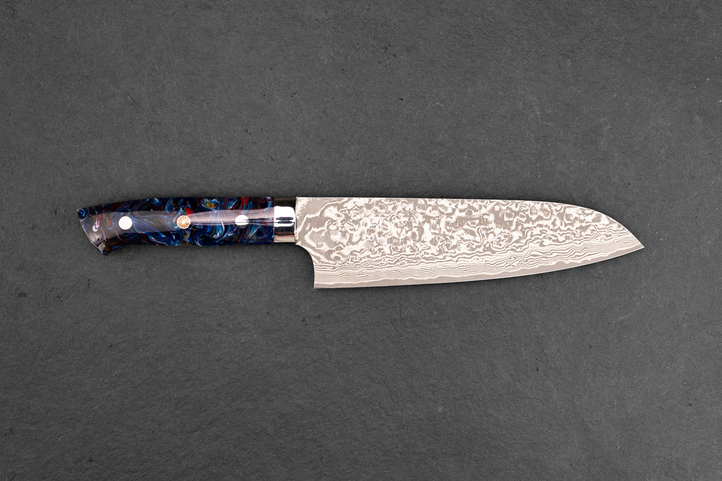 Takeshi Saji R2 Black Damascus Western Santoku 165mm