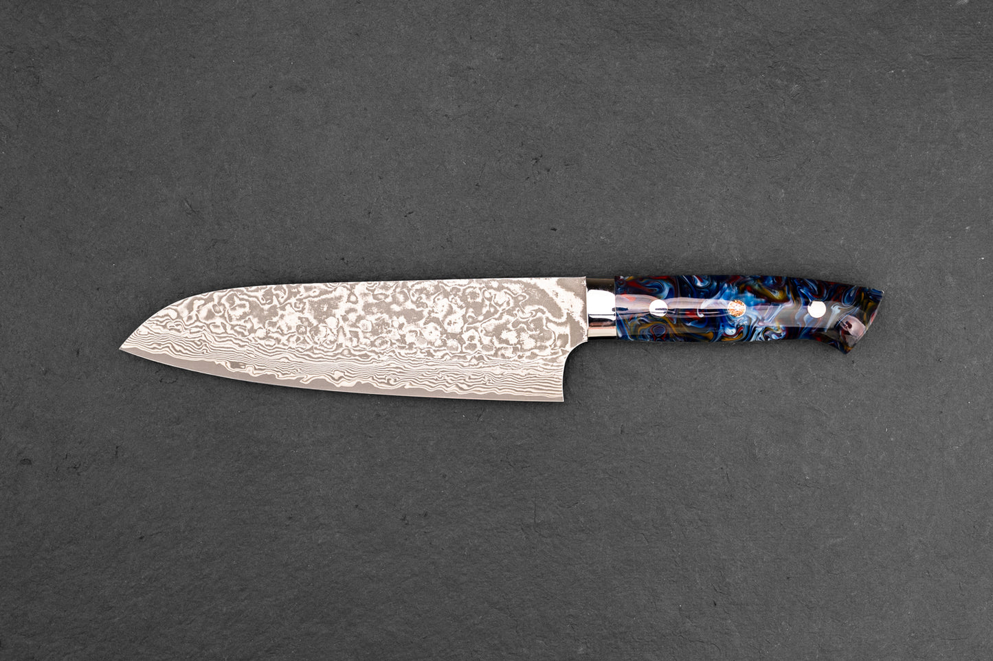 Takeshi Saji R2 Black Damascus Western Santoku 165mm