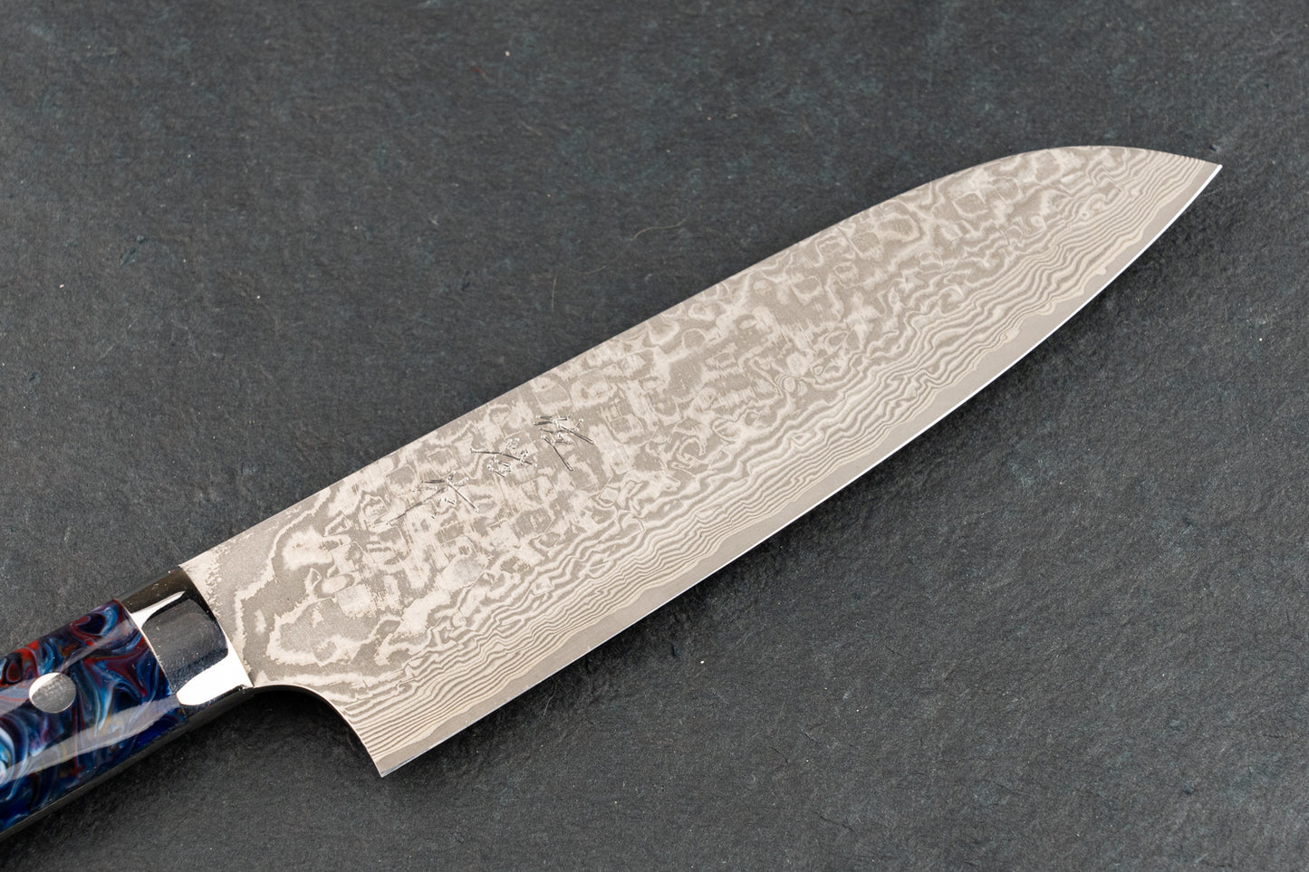 Takeshi Saji R2 Black Damascus Western Santoku 165mm