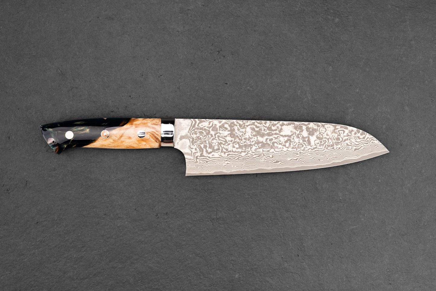 Takeshi Saji R2 Black Damascus Western Santoku 165mm