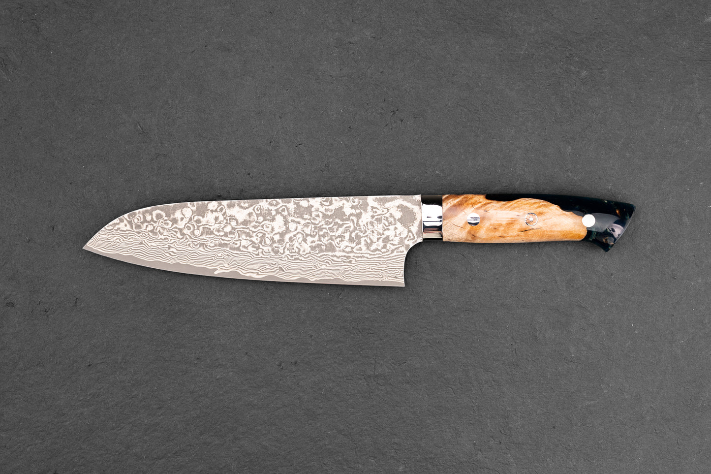 Takeshi Saji R2 Black Damascus Western Santoku 165mm