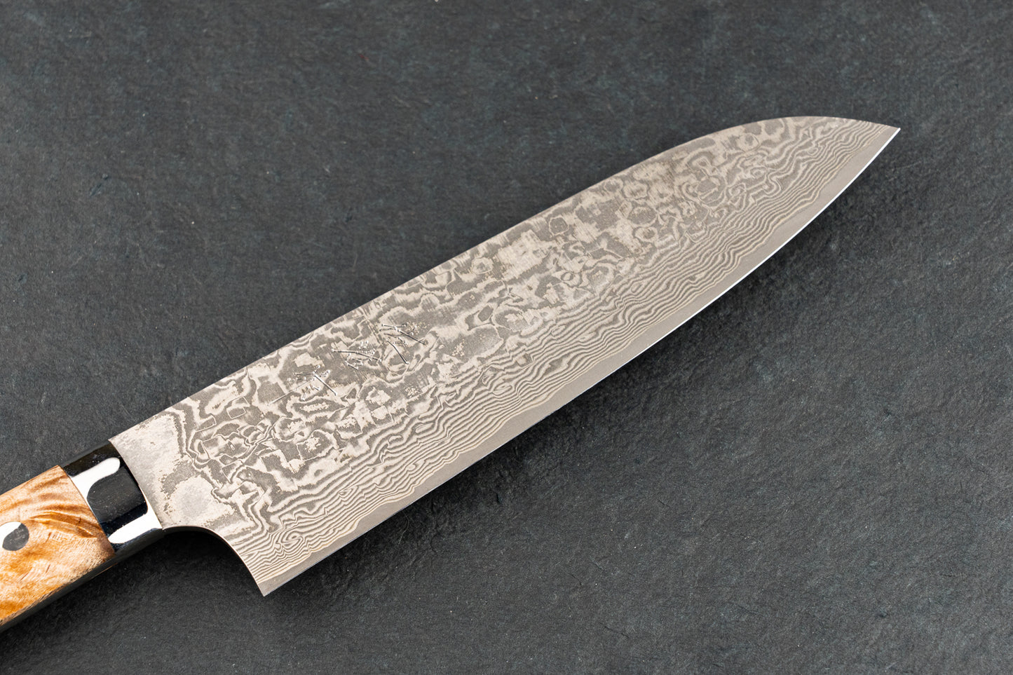 Takeshi Saji R2 Black Damascus Western Santoku 165mm