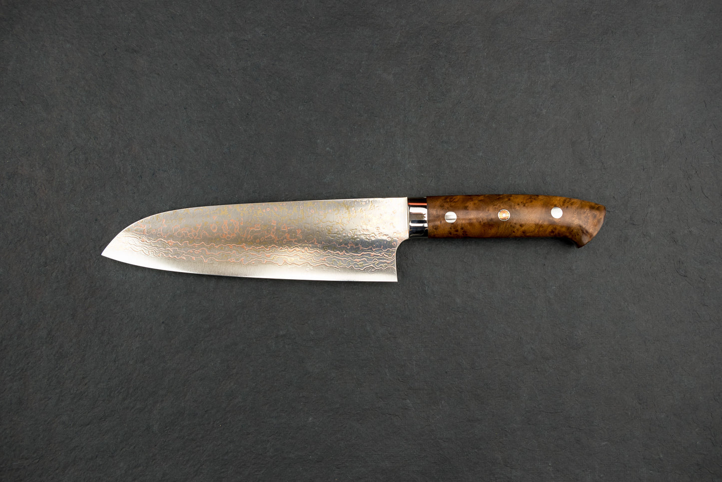 Takeshi Saji VG10 Rainbow Damascus Western Santoku 180mm