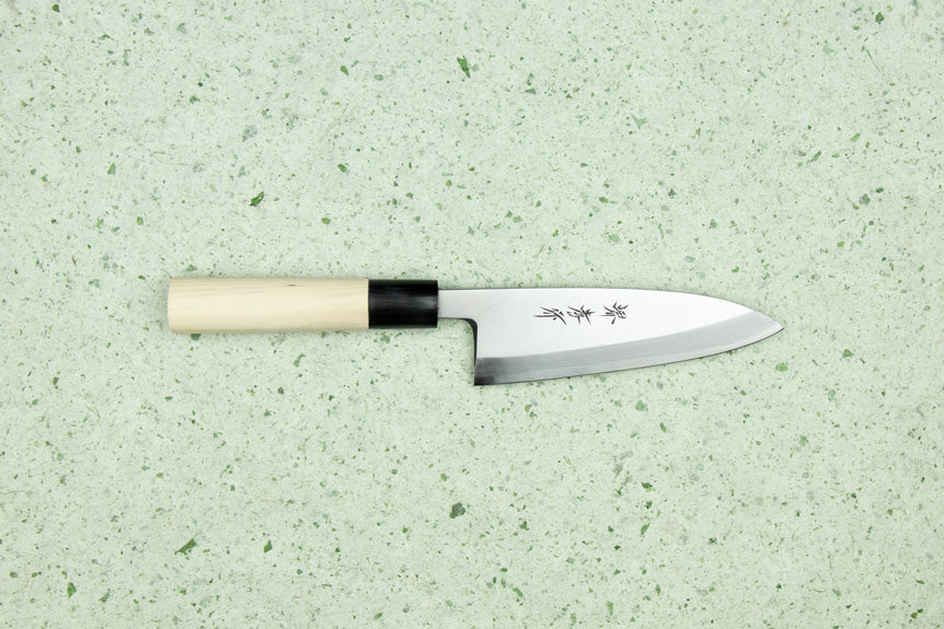 Sakai Takayuki Kasumitogi Buffalo Tsuba Engraving Art Japanese Chef's Deba  Knife 300mm Sojou-no-Koi(Carp on Board)
