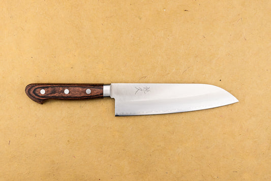 Tsunehisa Jusan 拾参 VG1 Migaki Brown Pakka Western Santoku 165mm