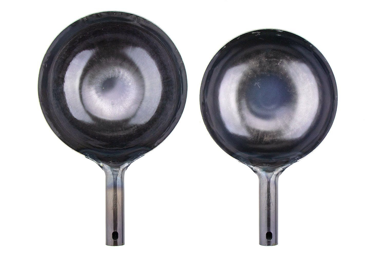 Shuoguoleilei shuoguoleilei Chinese Hand Hammered Iron Woks Set, Non-stick  No Coating Preseasoned Wok Blue Round Bottom Wok Pan For Electric