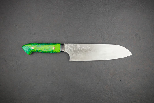 Yoshimi Kato SG2 Damascus Migaki Western Santoku 165mm