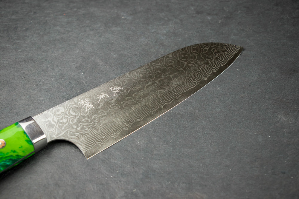 Yoshimi Kato SG2 Damascus Migaki Western Santoku 165mm